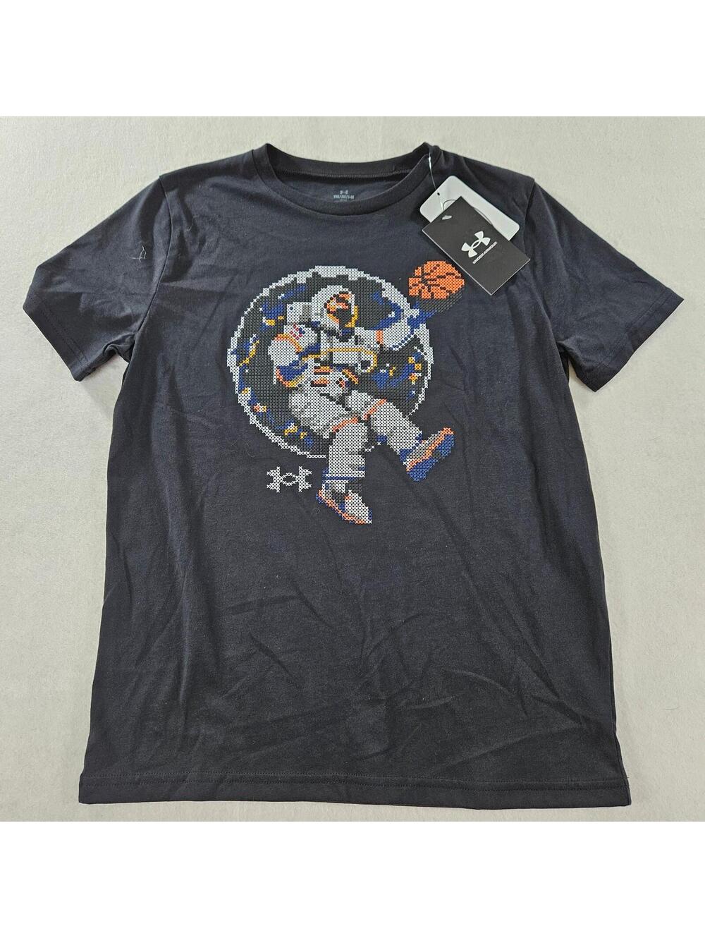 Under Armour Boys YM 10/12 Shirt Blue Astro Hoops Astronaut Basketball Tee NWT